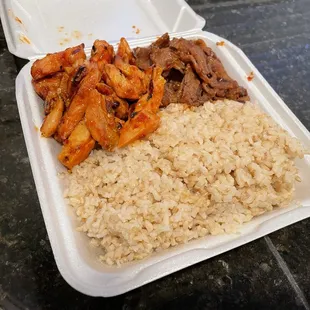 Spicy Chicken &amp; Beef with Brown Rice