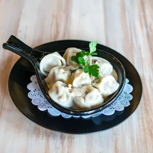 Dumplings with chicken and mushrooms