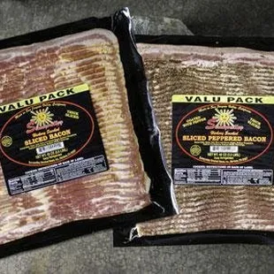 two packages of bacon