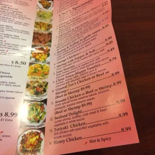 a menu for a chinese restaurant