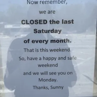 be aware, CLOSED last Saturday of every month (and apparently Sundays? when we arrived). Hours are unclear