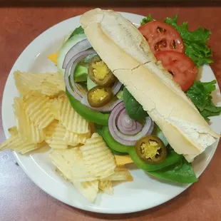 a sandwich and chips on a plate