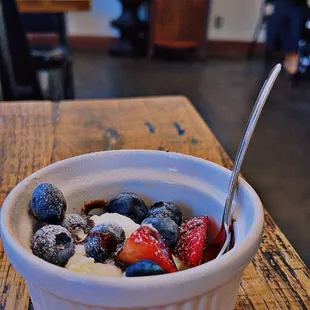 Complementary Whipped cream and fruit