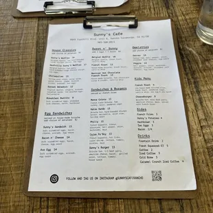 Menu, looks good and reasonable