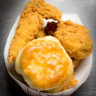 Chicken Tenders with a Biscuit