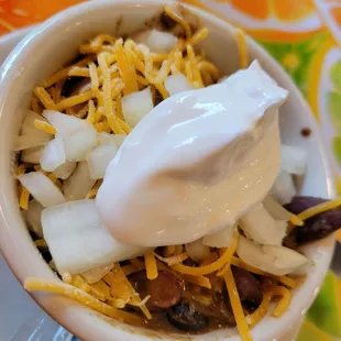 Cup of Chili homemade, Highly Recommended.  This was so good. OMG!!