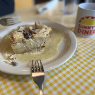 Bread pudding with yummy vanilla sauce