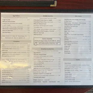 a menu on a table