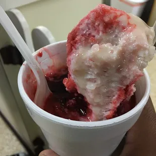 Small cherry snowball with condensed milk!