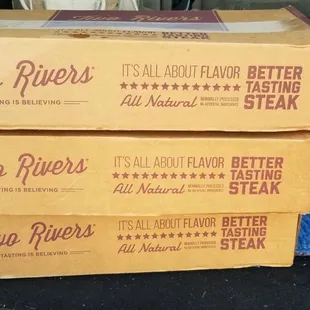 3 cases of Steak.