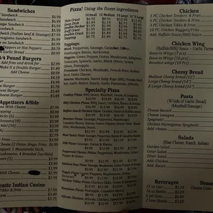 Menu, January 2022