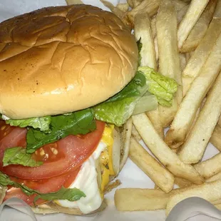 Coupon from their menu flyer got me a Cheese burger, fries and a canned soda for $6.99 plus tax.