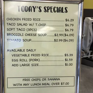 Daily specials