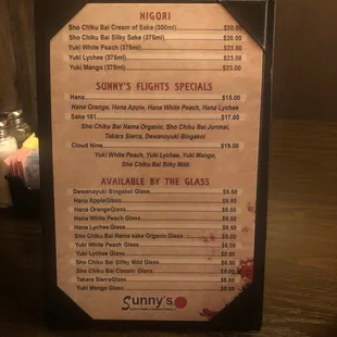 Bar Menu