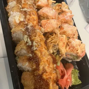 Pacho roll and crunchy shrimp roll