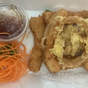 Tempura dipped vegetables