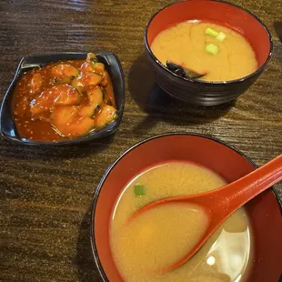 Cucumber salad and miso soup