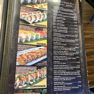 Menu of items we ordered