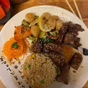 Scallops and fillet minion teppanyaki