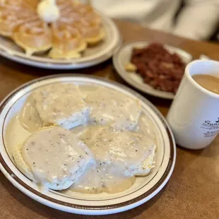 Sausage gravy over Biscuits &amp; Sausage Gravy