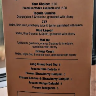 These are their Refreshing Cocktails.  Photo taken January 1, 2022.