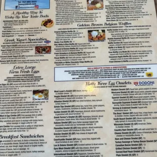 Breakfast menu