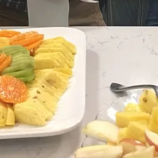 Fresh Fruit platters, biscuits and jam