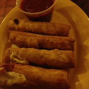 Wonton wrapped mozz sticks