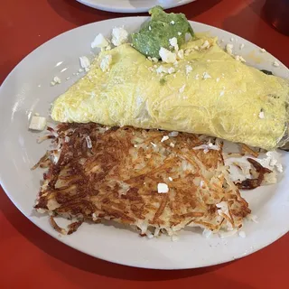 Mushroom, Bacon, Feta Omelet