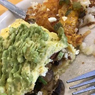 Mushroom, Bacon, Feta Omelet