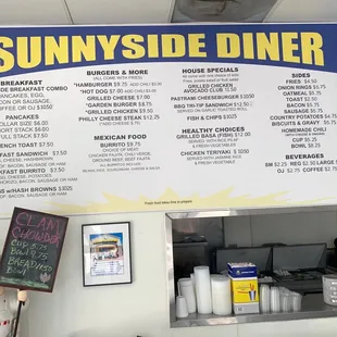 Here&apos;s the Sunnyside Diner&apos;s menu
