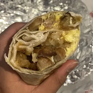 Sausage breakfast burrito