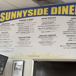 Menu as of December 2024.