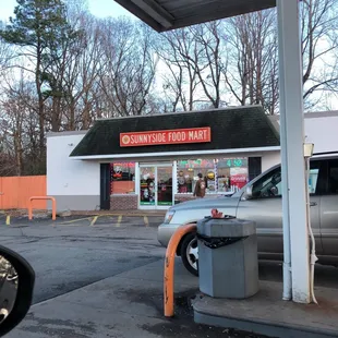 a car at a gas station