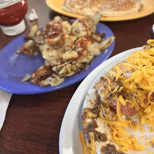 Fried potatoes and a pancake!