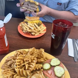 hamburger, and a grilled chicken