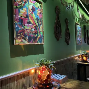 Inside tiki bar