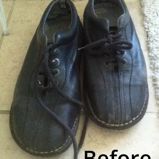 My favorite pair of Doc Marten shoes but the soles came apart. This is what they ylooked like before I took them in.