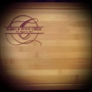 Think we're just about trophies?  Think again!  This cutting board was designed and engraved in house by our fabulous team!...