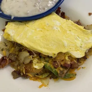 Breakfast bowl with gravy on the side