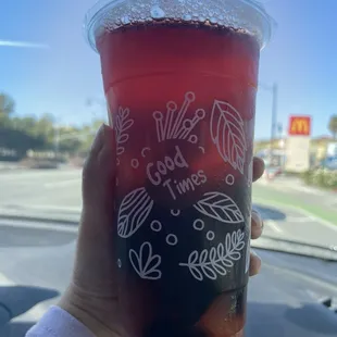 Pomegranate oolong tea with aiyu &amp; grass jelly