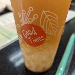a cold drink in a plastic cup