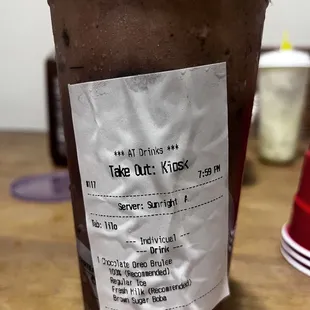 Chocolate Oreo Brulee with Brown Sugar Boba