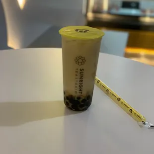 mango milk tea with brown sugar boba