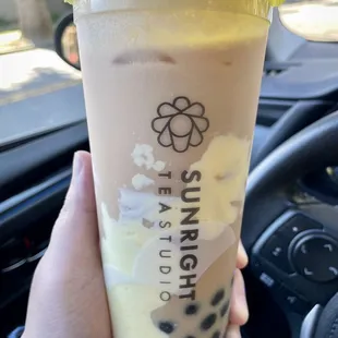 Pumpkin Spice Brulee Oat Tea Latte ($7.73 total with boba)