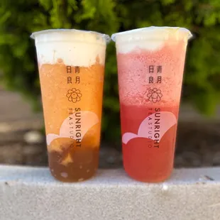 Peach Frostie with Cheese Foam Watermelon Cooler with Cheese Foam