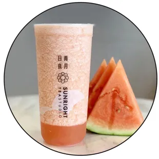 Watermelon cooler with jasmine tea jelly