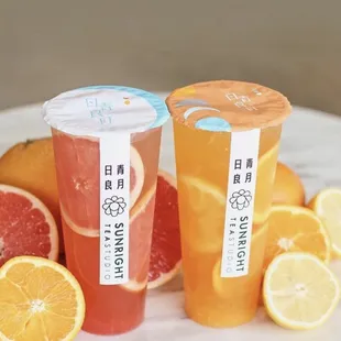 Sunright fruit tea and grapefruit jasmine tea