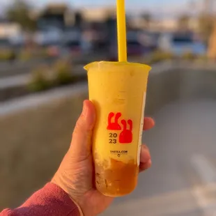 Mango with brown sugar boba