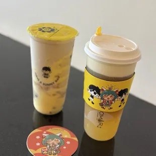 Creme Brulee Milk Tea &amp; Pineapple Green Tea w Cheese Foam topping 12.08.24